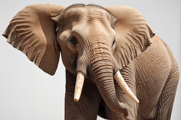 Close up elephant Isolated on white background