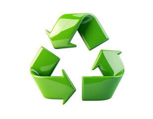 Obraz premium 3D recycling symbol icon isolated on transparent background. Realistic eco-friendly and sustainability symbol, perfect for environment, waste management, ecology, conservation, green energy.