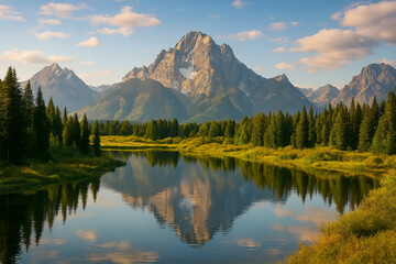 mountain lake reflection