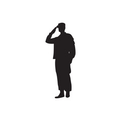Saluting officer silhouette. Minimal silhouette of an officer saluting, honor, ceremony, respect.