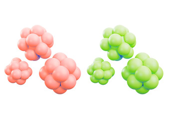 Two groups of spheres isolated on transparent background