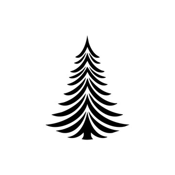 Stylized evergreen tree made of sweeping branches, perfect for winter holidays, Christmas branding, and nature or forestry themes.
