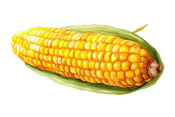 Corn on the Cob Hand Drawn Watercolor Illustration