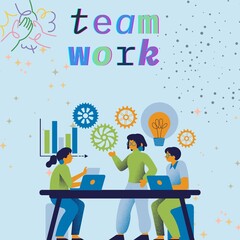 Teamwork Concept Illustration – Flat Design JPG for Collaboration, Brainstorming & Office Presentations

