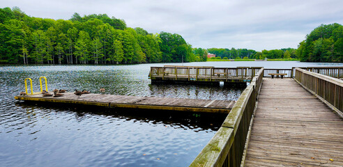 Fishing Pier in Mazarick Park,  Fayetteville, North Carolina, USA