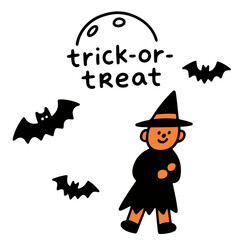 hand draw trick or treat, halloween costume