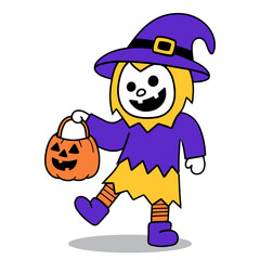 halloween costume, hand draw trick or treat