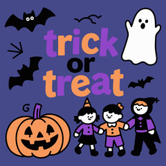 hand draw trick or treat, halloween costume