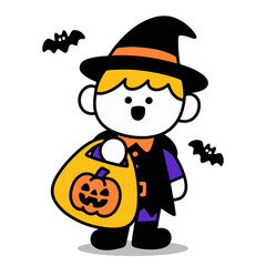 halloween costume, hand draw trick or treat