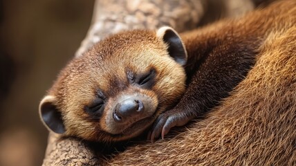 Baby Anteater Snuggled Against Its