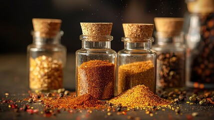Colorful spice jars