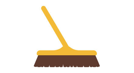 Cartoon Broom with Brown Bristles and Yellow Handle.