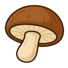 Flat Simple Illustration of Shiitake Mushroom