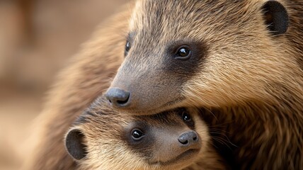 Baby Anteater Snuggled Against Its