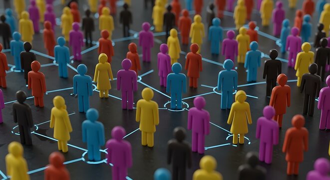 Colorful Network: A vibrant illustration of interconnected figures