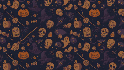 Cute Halloween Icon Pattern Illustration