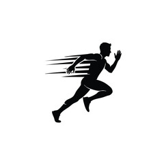 Dynamic silhouette of a runner in motion, capturing the essence of speed and athleticism in a minimalist design.