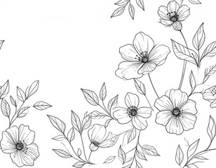 Minimal Line Art Floral with blank space on the top left corner