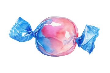 Fototapeta premium Wrapped Hard Candy Hand Drawn Watercolor Isolated Food Illustration