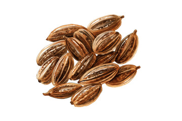 Pile of Cumin Seeds Hand Drawn Watercolor Isolated Food Illustration