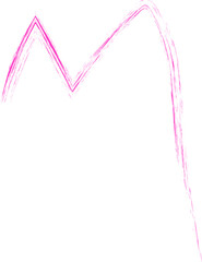 Straight, scribbled and textured M shape with grunge style