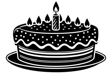 Vector art of birthday cake with one candle for celebration