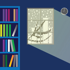 A Cozy Interior With A Bookshelf And A Window 