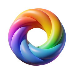 3d icon of colorful abstract torus knot isolated on transparent background