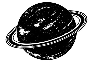 Vector art of saturn planet with ring, space exploration concept