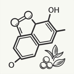 Fototapeta premium Minimal flat vector icon representing a chemical structure and molecular bond