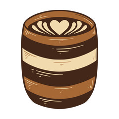 Hand Drawn of  Latte Art Coffee Cup