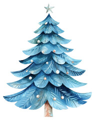 Obraz premium PNG Blue Christmas tree christmas watercolor christmas tree.