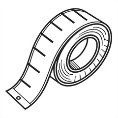 Minimal flat icon of a coiled tape measure for design and construction projects