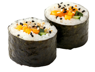 Deliciously Crafted Sushi Rolls with Fresh Ingredients, Featuring Colorful Vegetables and a Tasty Seaweed Wrap, Perfect for a Light Meal or Appetizer on transparent background