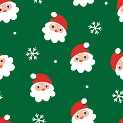 Jolly Santa & Snowflakes Pattern
