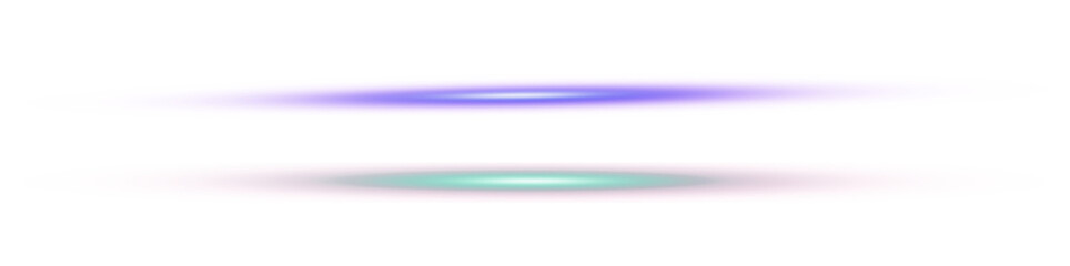 Abstract glowing neon ellipse light effects in blue-purple and green-red tones, isolated on a transparent background. 