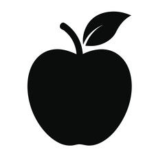 Simple Black Apple Silhouette:  Healthy Eating Icon, Minimalist Design, Vector Graphic.