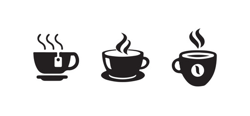 Cup cofee icon, espresso sign in vector flat, Silhouette tea cup symbol,  Vector illustration EPS 10.
