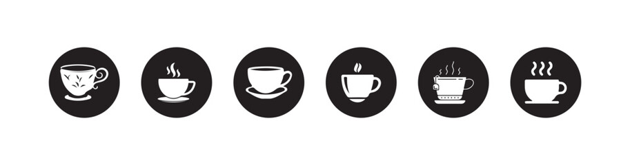 Coffee cup icon set, Cups of coffee tea collection, Hot drink icon, Strong coffee in smoke,  Vector Illustration, eps 10.