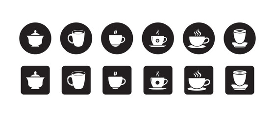 Coffee cup icon set, Cups of coffee tea collection, Hot drink icon, Strong coffee in smoke,  Vector Illustration, eps 10.