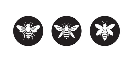 Bee illustration vector graphic honeybee icon bumblebee drawing insect, honeycomb pattern in a black and white graphic, Vector illustration EPS 10.
