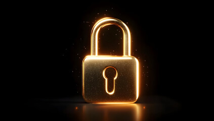 A glowing golden padlock symbolizing security and protection in digital systems.