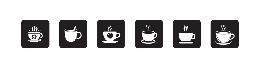 Cup hot icons set, Coffe or tea cups vector icon collection, hot coffee cup icon symbol, 
  Vector illustration EPS 10.