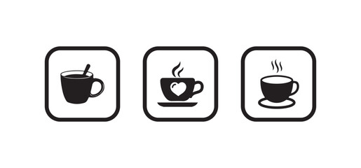 Coffee cup vector icon set hot drink, Modern coffee cup silhouette vector, coffee cup icon with steam,  Vector illustration EPS 10.