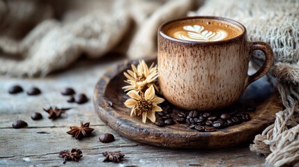 Latte art rustic mug