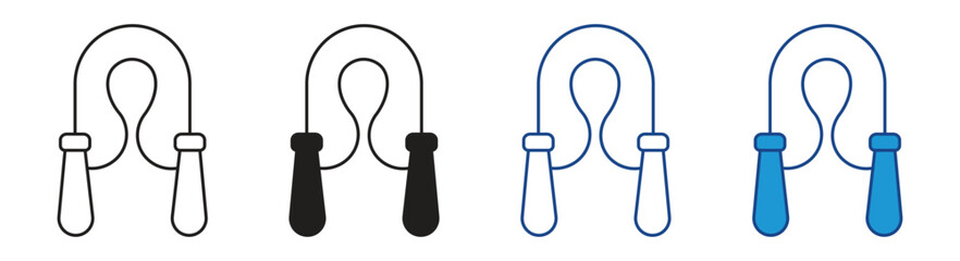 Jumping Rope Icon Set Isolated On White Background , Vector Illustration .