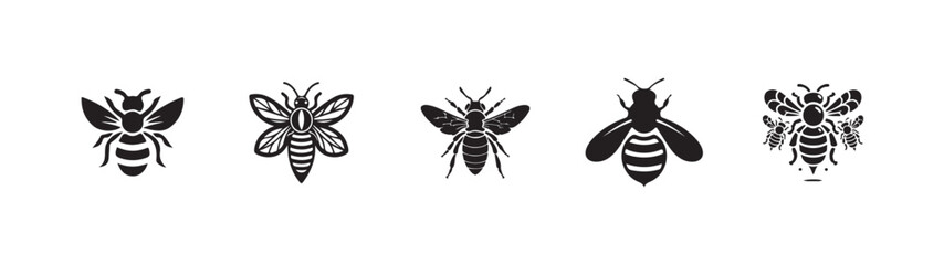 Obraz premium Honeybee silhouette, vector style with white background, Vector illustration EPS 10.