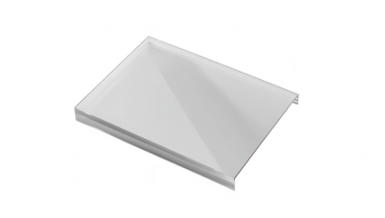 A clear acrylic display stand positioned on a soft. white fabric background. its sleek design and reflective surface. ideal for products or art pieces