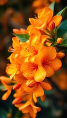 Obraz premium Vibrant orange blossoms in full bloom, close-up view, blossom, orange blossom tree, citrus