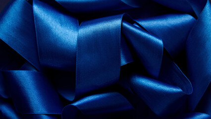 Blue spiral ribbon, abstract background or texture, blue color